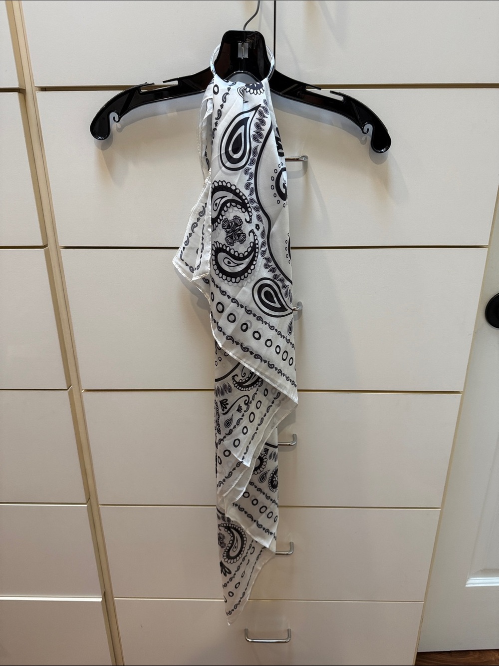 Nicole Miller Black and White Paisley Scarf